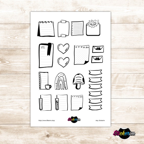 Adorable Printable cute stickers black and white For DIY projects