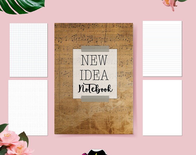 Music Note A5 Notebook: Handmade Paper Journal