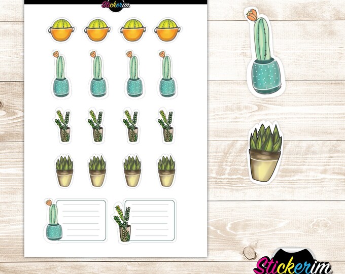 Cactus Planner Stickers: Floral Scrapbook Stickers (PDF)