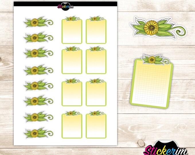 Sunflower Planner Stickers: Floral Scrapbook Stickers (Printable PDF)