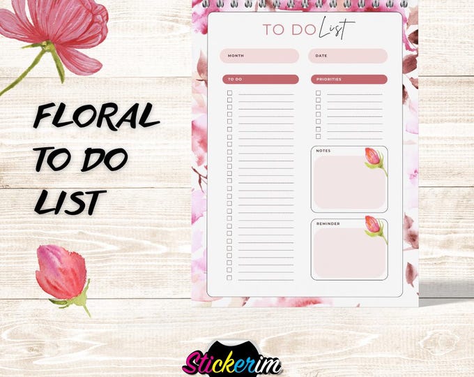 Printable Floral To Do NotePad