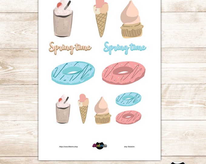 PRINTABLE- Spring time -ice cream  Stickers