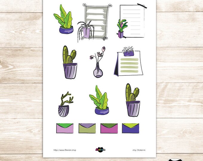 Plants and Cactus Stickers: Planner, Journal, Scrapbook (PDF)