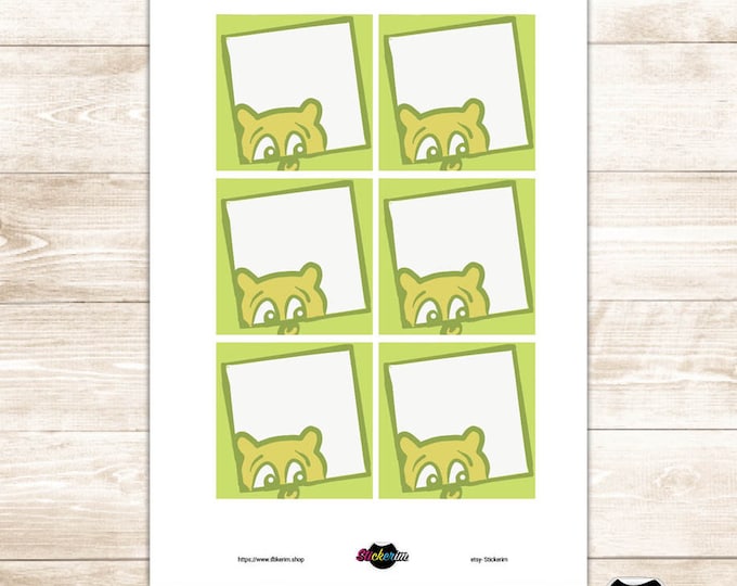 Green Doodle Bear Task Stickers: Planner & Journal (Printable)
