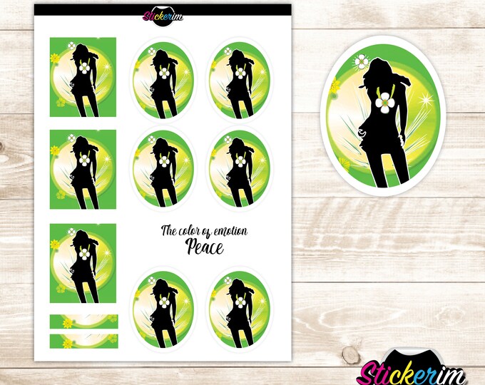 Spring Flower Girl Stickers: Party Planner, Scrapbook (PDF)