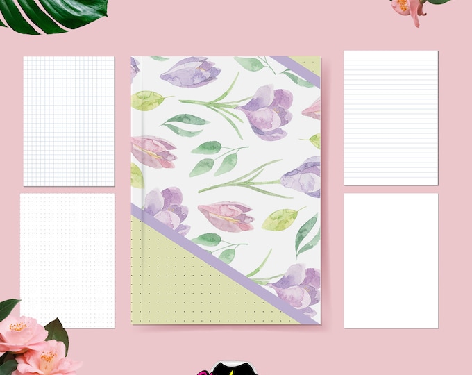 Floral Watercolor A5 Notebook: Handmade Journal