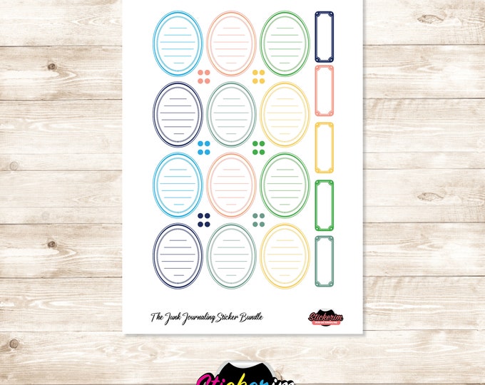 Multicolor Junk Journaling Stickers: Assignment Label Bundle (PDF Pattern)