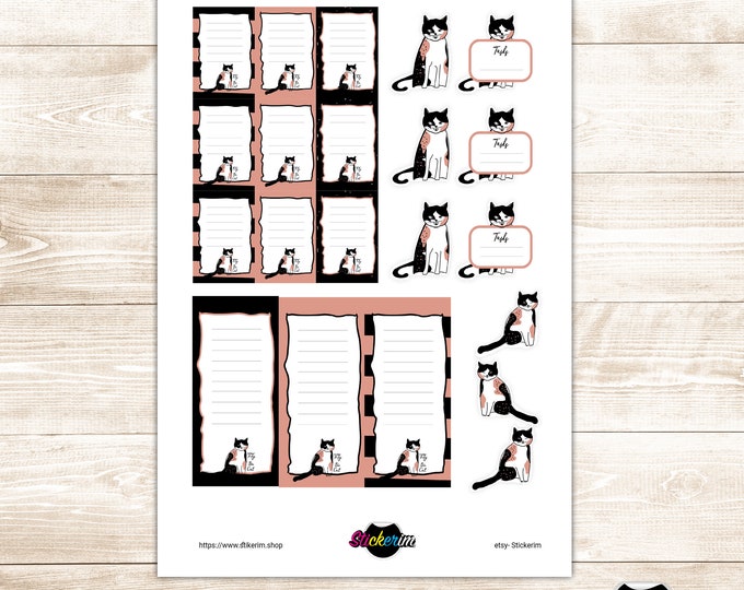 PRINTABLE-  Cat Task Stickers, Planner Stickers, Bullet Journal Stickers, Task Sticker, Cat Stickers, Cute Stickers, Kawaii Stickers