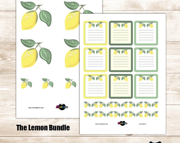 The Lemon Bundle Stickers And Tasks Box, washi, Planner Stickers, Bullet Journal Stickers, Task Sticker, Cute Stickers, NotePad