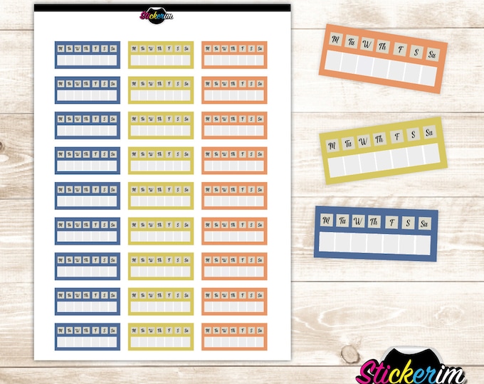 PRINTABLE- Weekly Habit Tracker Stickers, Planner Stickers, Bullet Journal Stickers, Habit Tracker, Stickers, Cute Stickers, Weekly Stickers