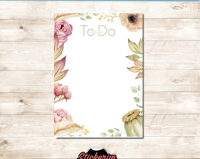 Floral A5 Notepad: Handmade Winter Leaves Design