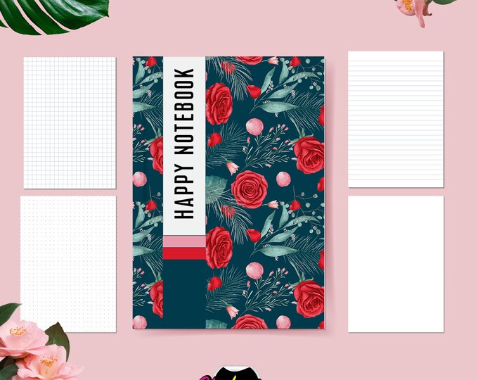 Floral Watercolor A5 Notebook: Handmade Spring Journal