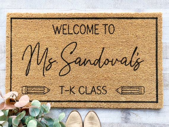 Personalized Teacher Classroom Doormat | Custom Welcome to Grade Class Welcome Mat | Back to School Decor | Teacher Appreciation Gift