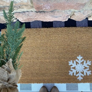 Haperlare Christmas Doormat 17x29 Winter Snowflakes Xmas Welcome