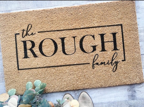 Custom Last Name Doormat | Modern Monogram Welcome Mat | Personalized Family Initial Entry Rug | Realtor Closing Gift | Wedding Present