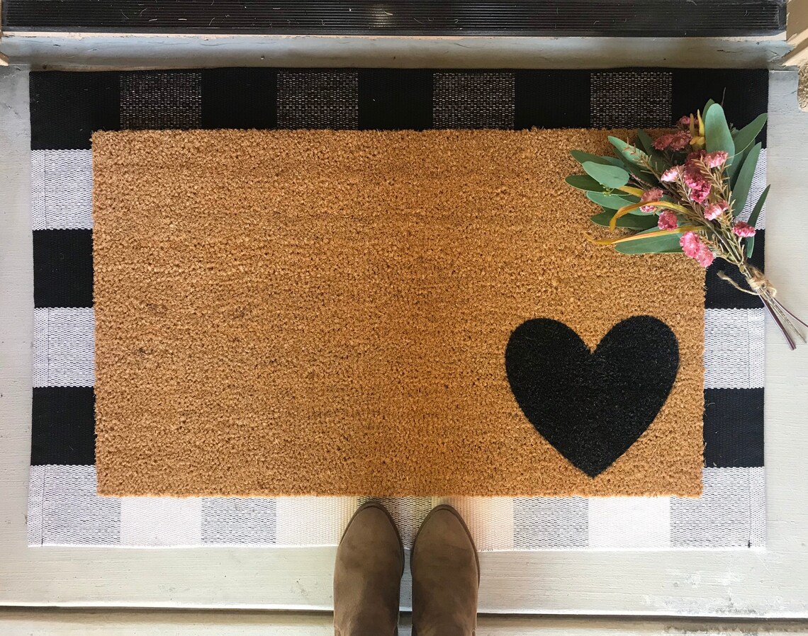 Simple Heart Doormat Etsy