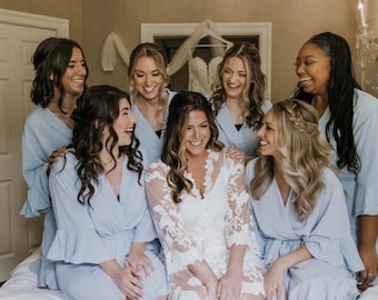 White Robe for Bride Mesh Lace Robe Bridal Lingerie Bridal Shower Gift Honeymoon Robe Wedding Robe Boudoir Robe Getting Ready Robe Wife Gift