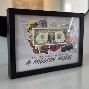 US Dollar Picture Money Collage Black Frame Stock Market Gift