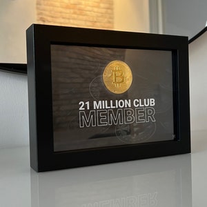 21 Million Club Bitcoin foto zwart frame Bitcoin cadeau