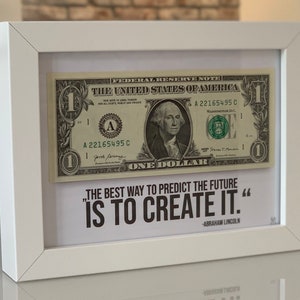 1 US Dollar in Frame Picture Money Gift Birthday Quote Abraham Lincoln