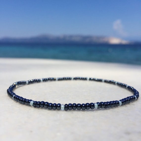Waterproof Hematite Anklet Stretch Black Ankle Bracelets for Women 8 10 11 12 13 Inch Anklets for Women Stretch Waterproof Anklets for Women Etsy