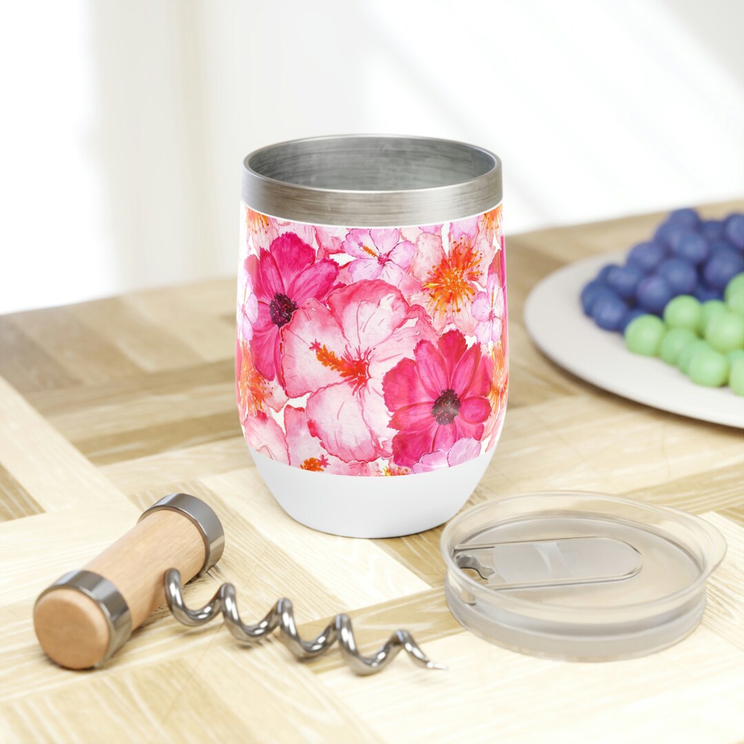 Floral Wine Tumbler Floral Cup Wine Tumbler Wine Lover Etsy