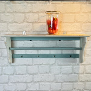 Country kitchen shelves with hooks top