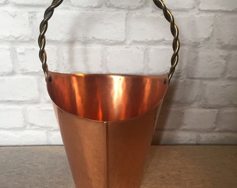 Vintage edler Sektkühler mit Messinggriff aus Kupfer