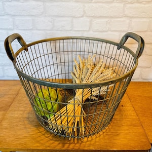 Ancient wire basket | Harvest basket | Potato basket | Metal basket - rustic decoration