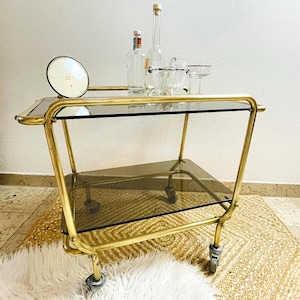 Serveerwagen goud / barwagen / theewagen ArtDeco Vintage