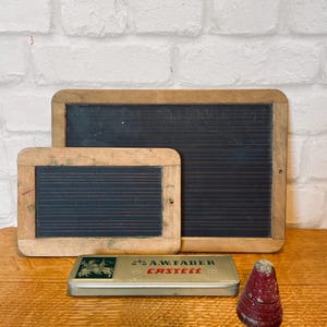 2 antique slate boards with stylus | school blackboard