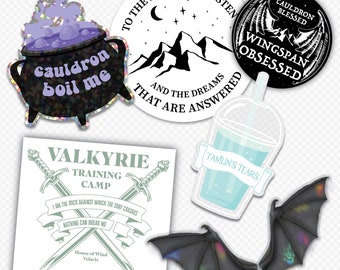 ACOTAR Waterproof Stickers: Cauldron Boil Me | ch 55 Wings | Tamlin Tears | Night Court | Valkyrie - For Laptops, Water Bottles, & more!