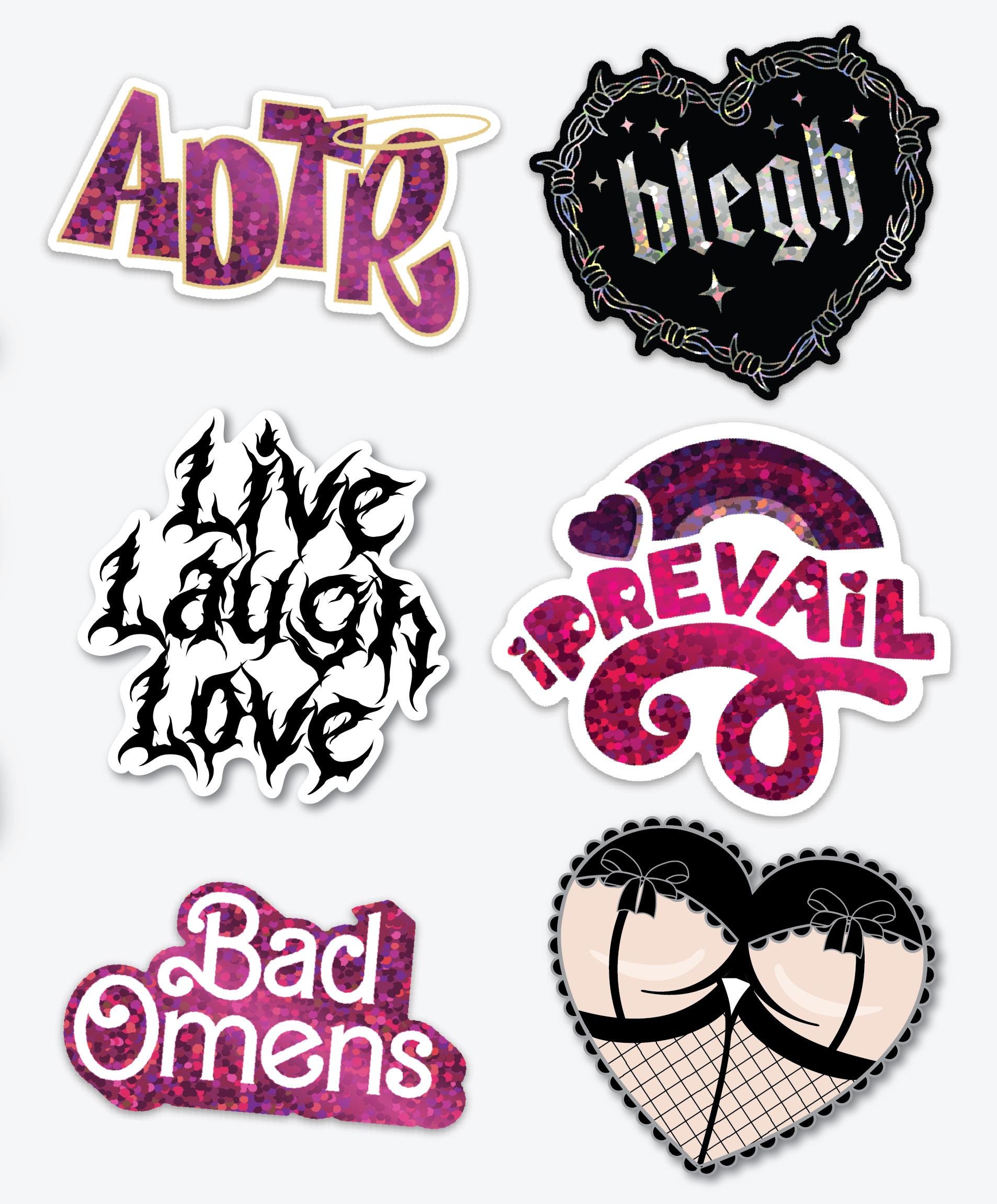 Punk Emo Metal Band Sticker Pack - A Day to Remember, Bad Omens, blegh, live laugh love, heart