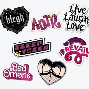 Punk Emo Metal Band Sticker Pack - A Day to Remember, Bad Omens, blegh, live laugh love, heart