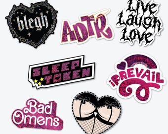 Punk Emo Metal Band Sticker Pack - A Day to Remember, Bad Omens, blegh, live laugh love, heart