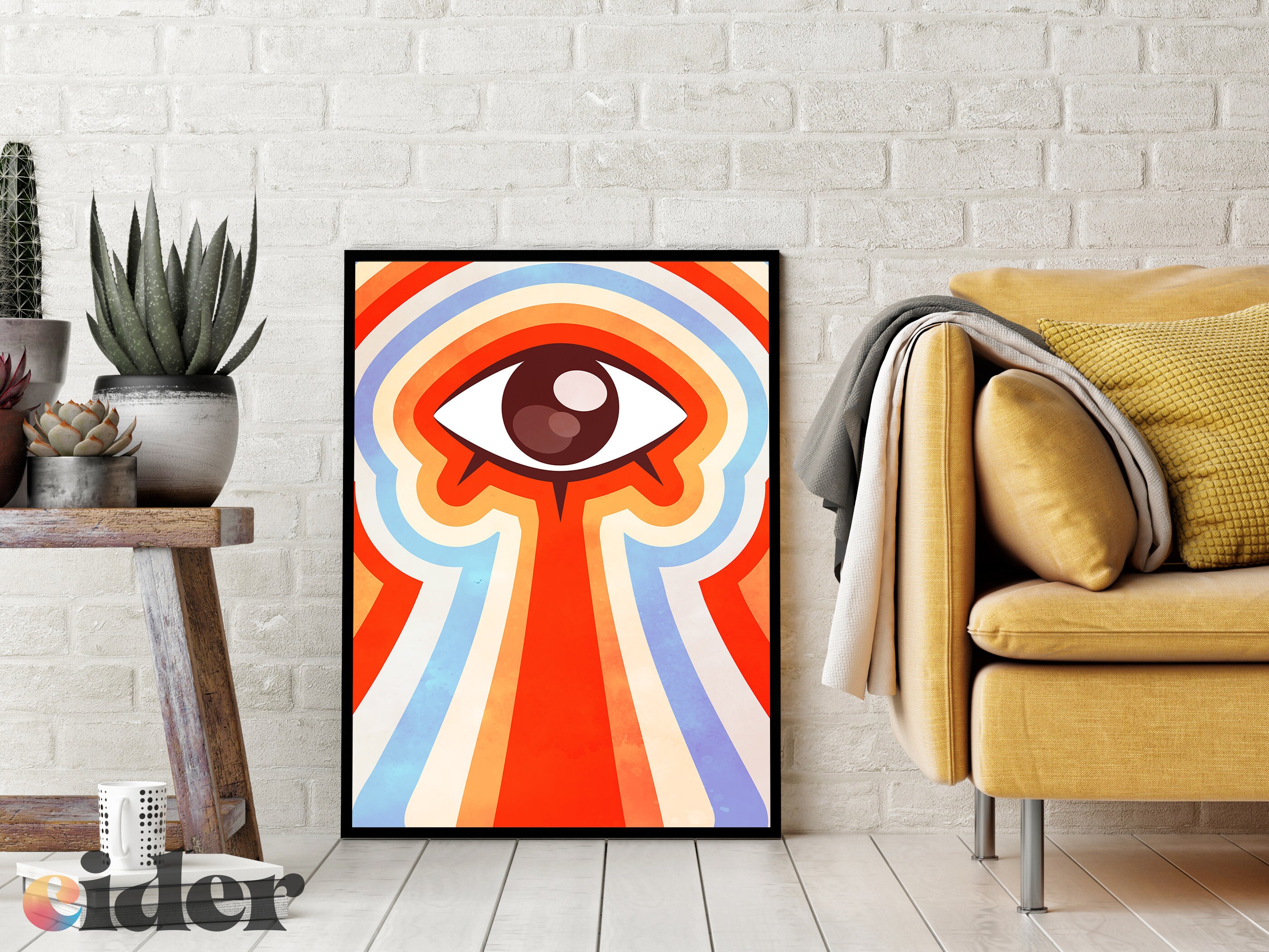 Third Eye Chakra Art - Spiritual Journey Wall Art - Evil Eye Print - Trippy Retro Poster - Vintage Psychedelic Printable - Instant Download