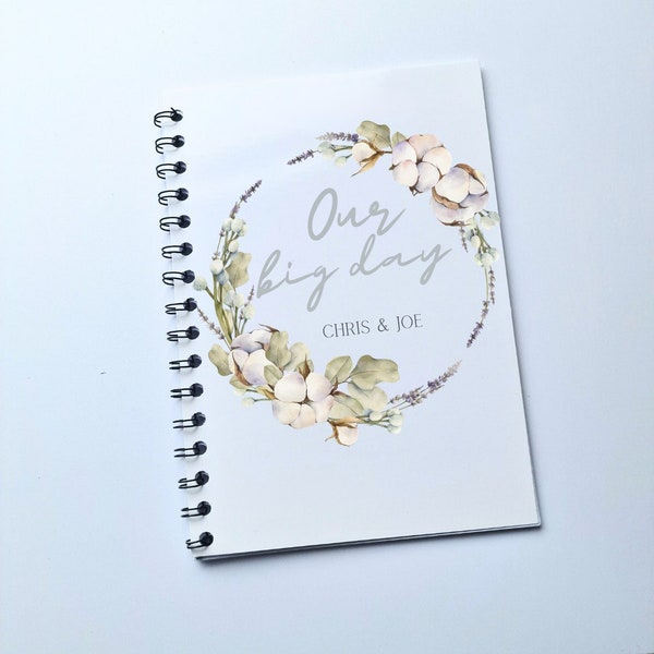 Wedding Notes Planner - Personalised Notebook Notepad Journal  A5 Notebook Notepad Wire bound