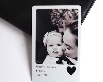 Personalised Photo Wallet Card, Metal Sentimental Keepsake Gift for Him or Her