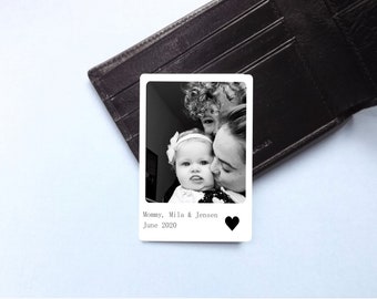 Carte de portefeuille photo avec carte en métal imprimée de style photo, cadeau souvenir de portefeuille personnalisé pour petit ami, femme, mari, petite amie
