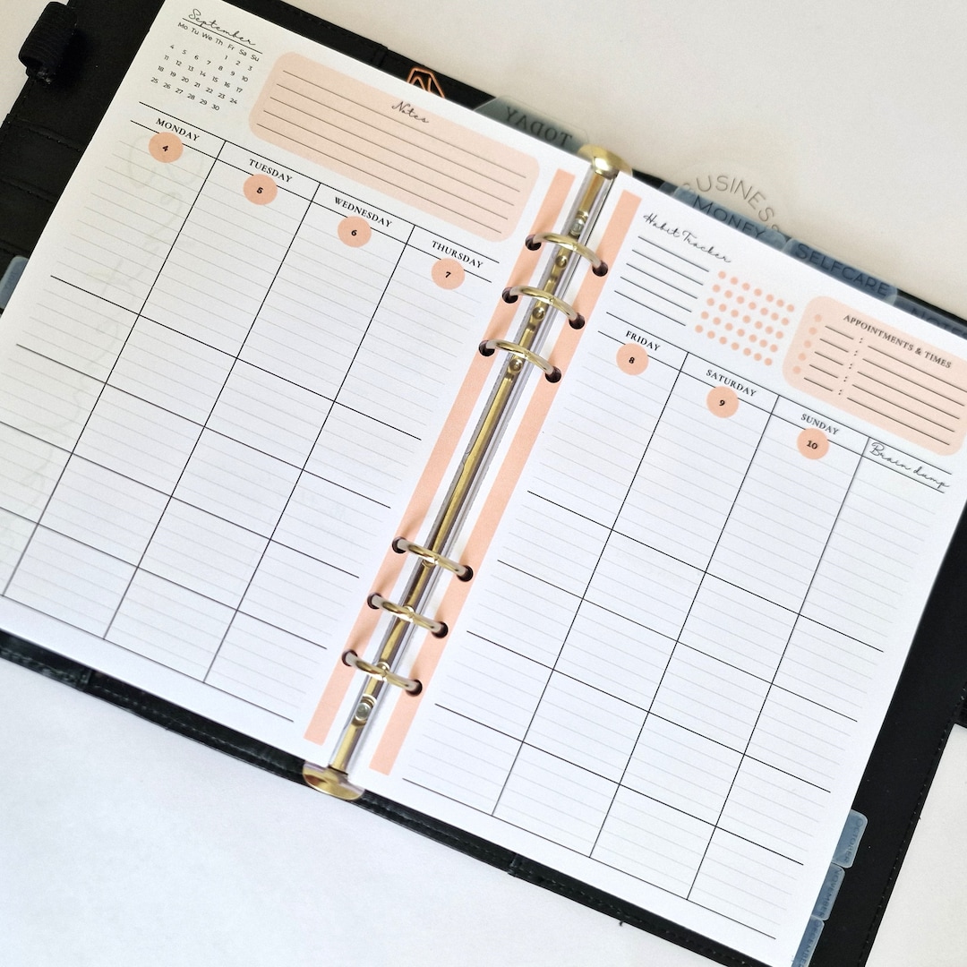 DATED Weekly A5 Planner Inserts Weekly Diary Page Refills Monthly