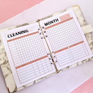 Printed A5 Organiser Inserts |  Cleaning tracker Budgets, Spending & Finances