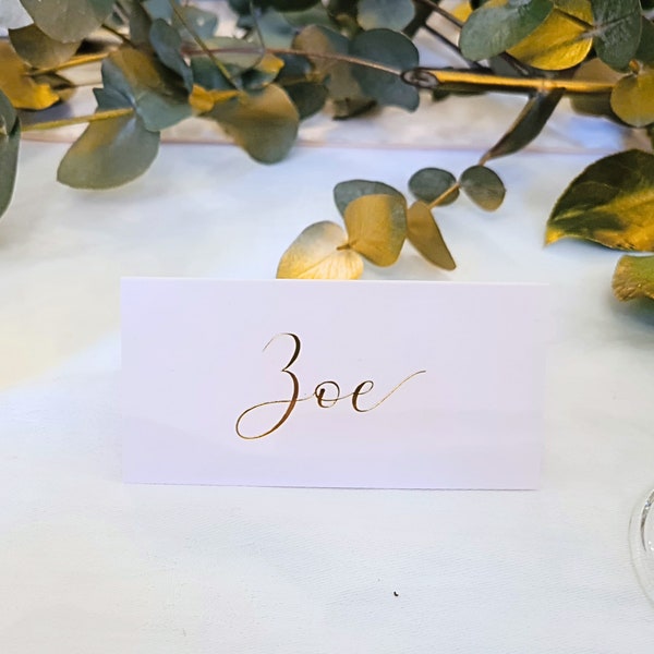 Wedding Placement Table Setting Tent Cards , Matching Wedding Place Name setting Cards With Mirror Effect Gold, Chrome Silver, Rose Gold