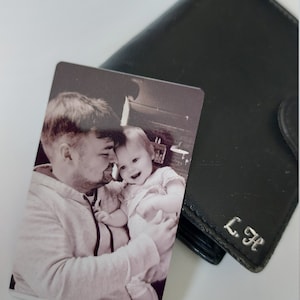 Foto-Brieftaschenkarte Legen Sie eine gedruckte Metallkarte ein, personalisiertes Portemonnaie-Andenken für Freund, Frau, Mann, Freundin