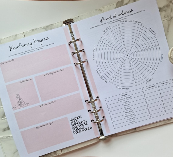 A5 Anxiety Planner Inserts | Mental Wellbeing Workbook, Habit & Mood Trackers