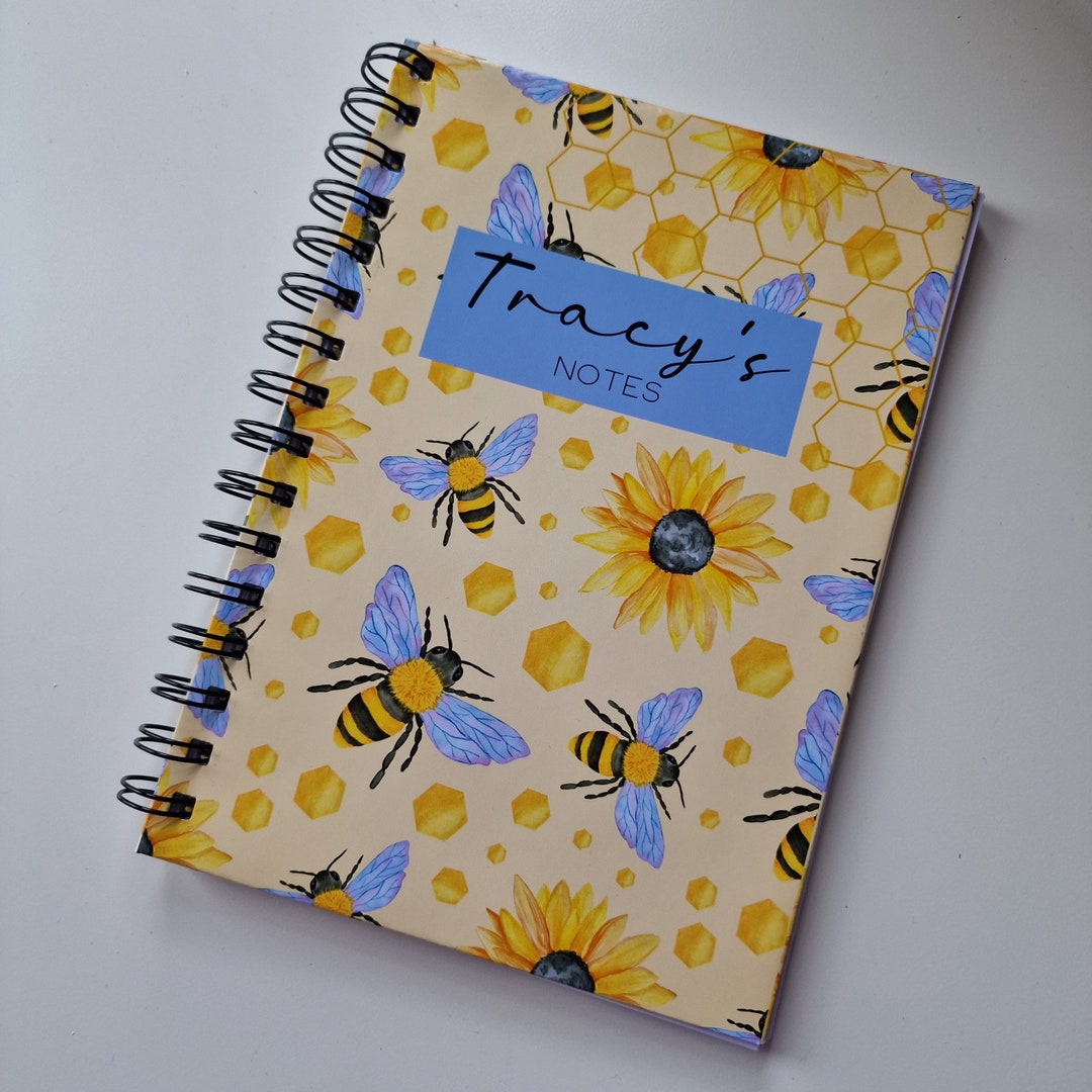 Personalized Bee & Sunflower A5 Notebook | Custom Wirebound Notepad - Etsy