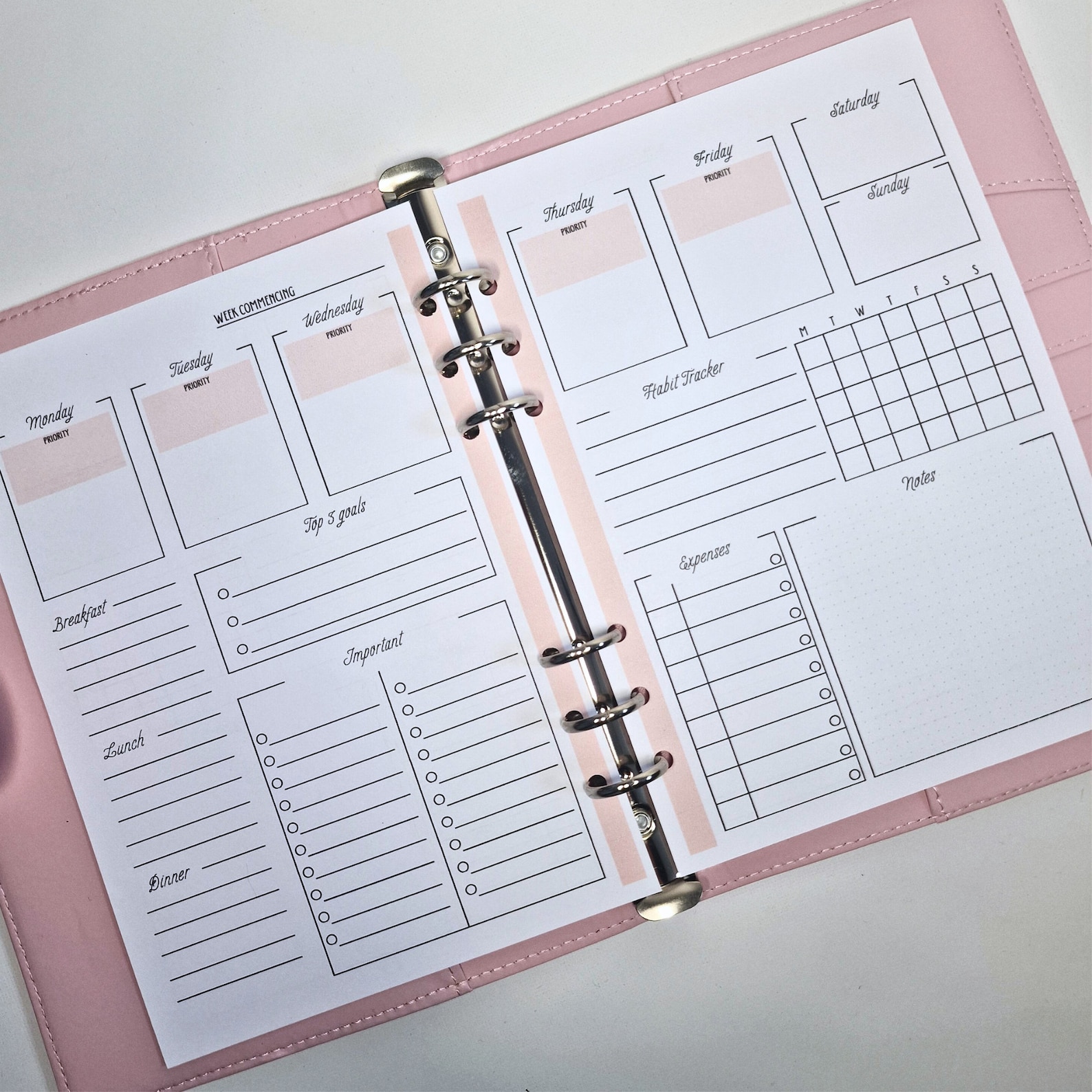 A5 Weekly Planner Inserts | Undated Diary Refills, Habit Tracker - Etsy