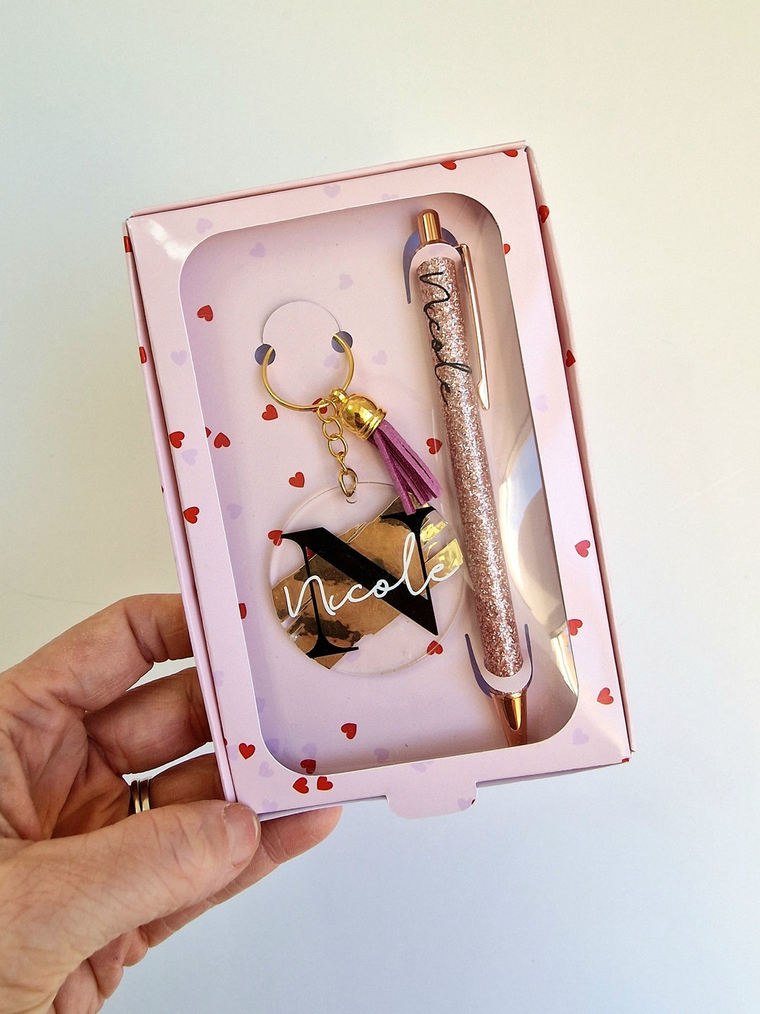 Personalised Glitter Pen and Keyring Gift Set Key Chain & Etsy UK