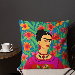 Mexican Icon Frida Khalo Throw Pillow, Frida Khalo Gift, Mexican Decor, Decorative Pillow, Housewarming Gift- Indoor, Outdoor