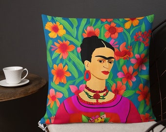 Mexican Icon Frida Khalo Throw Pillow, Frida Khalo Gift, Mexican Decor, Decorative Pillow, Housewarming Gift- Indoor, Outdoor