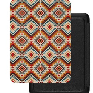 Funda Kindle con diseño de puesta de sol nativo americano: cubierta de piel sintética estilo bohemio
